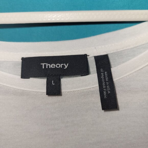 Theory Womens Sleeveless White Top With Pleated Hem - Size L - Picture 6 of 12